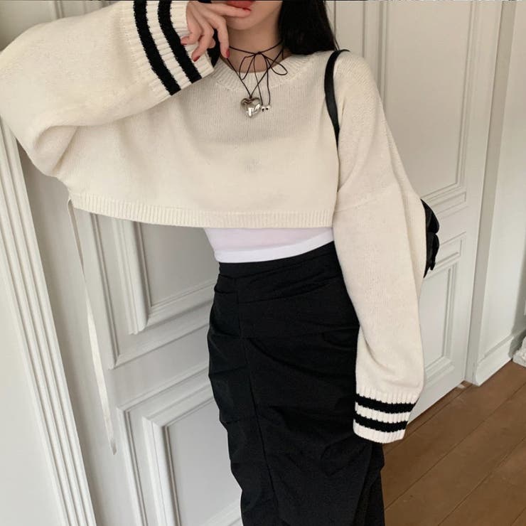 ライン入りショート丈ニット | Girly Doll | 詳細画像9 