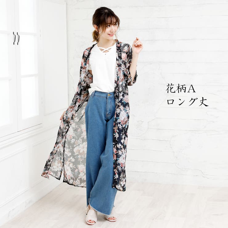 一番売れてるシフォンガウン 選べる丈サイズ 花柄シフォンカーディガン七分袖 品番 Zj Girly Doll ガーリードール のレディースファッション通販 Shoplist ショップリスト