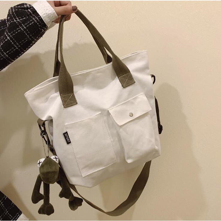 2wayキャンバスバッグ【韓国ファッション】[品番:ZJ000010230 2wayキャンバスバッグ【韓国ファッション】[品番:ZJ000010230