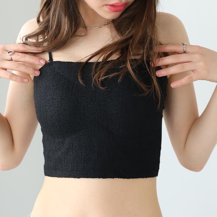 ブラック | カップ付けブラトップ【韓国ファッション】 | Girly Doll