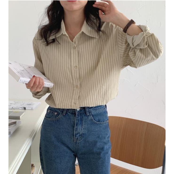 ドロップショルダー デニムステッチ ストライプシャツ 韓国 n193 楽天市場】【店内SALE】 ストライプ ビッグシルエット