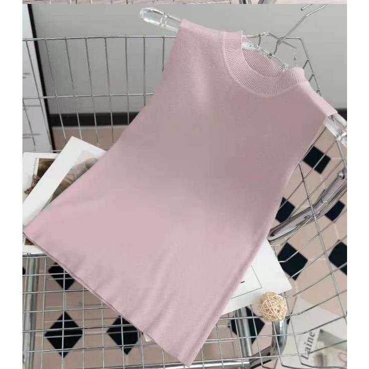 ピンク | リブノースリーブハイネックプルオーバー【韓国ファッション】 | Girly Doll