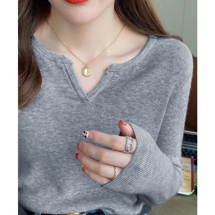 ダークグレー | キーネックプルオーバー【韓国ファッション】 | Girly Doll