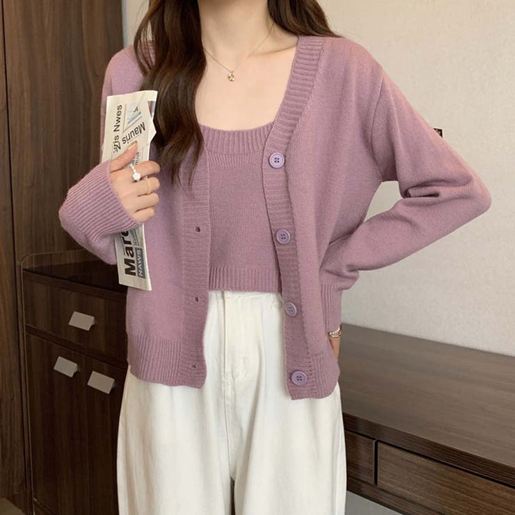 美品 CABaNノースリーブニットカーディガン シアーナイロン Vネックカーディガン（ニット/セーター）｜CABaN