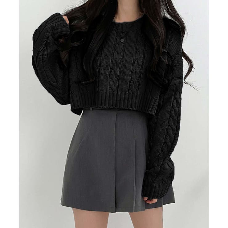 ブラック | ニットセーター【韓国ファッション】 | Girly Doll