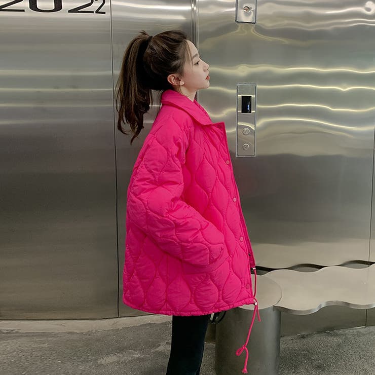 襟付きキルティングブルゾン【韓国ファッション】[品番：ZJ000019891