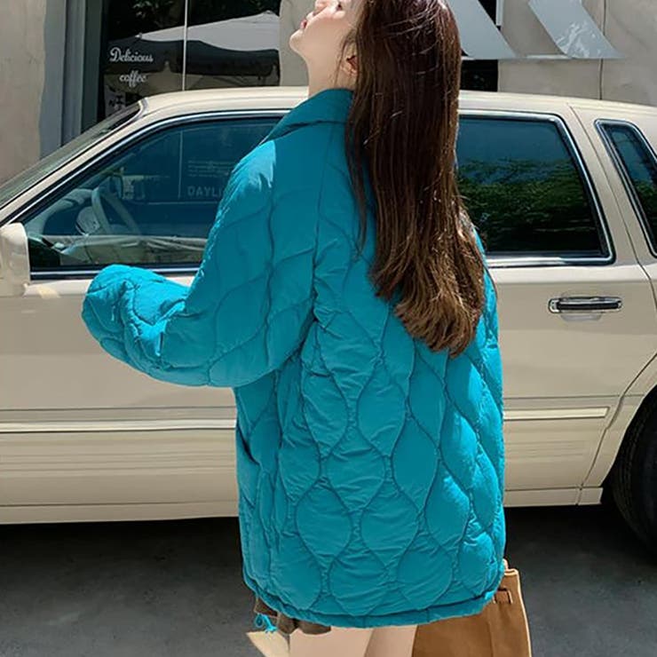 襟付きキルティングブルゾン【韓国ファッション】[品番：ZJ000019891