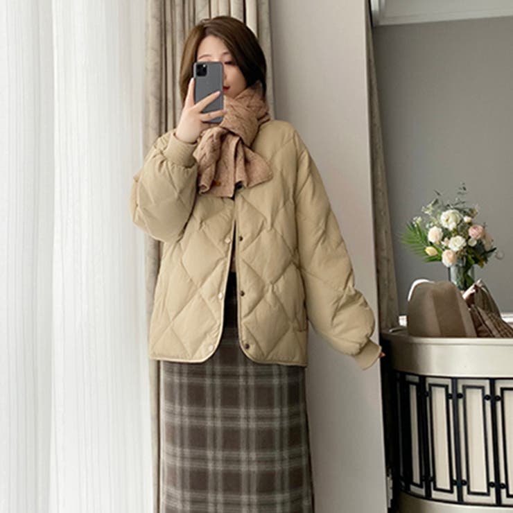 new balanceのベージュ キルティング ダウンジャケットスカートセット セール】 【洗える/撥水加工】中綿 パディング アウター （ダウン
