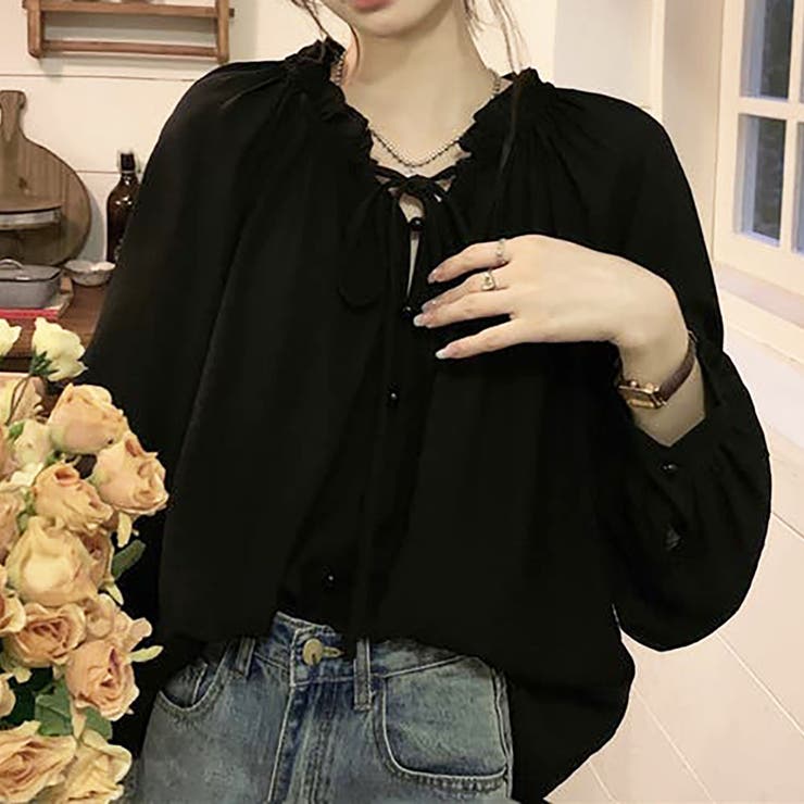 ギャザーネックボリュームスリーブブラウス【韓国ファッション】 | Girly Doll | 詳細画像10 