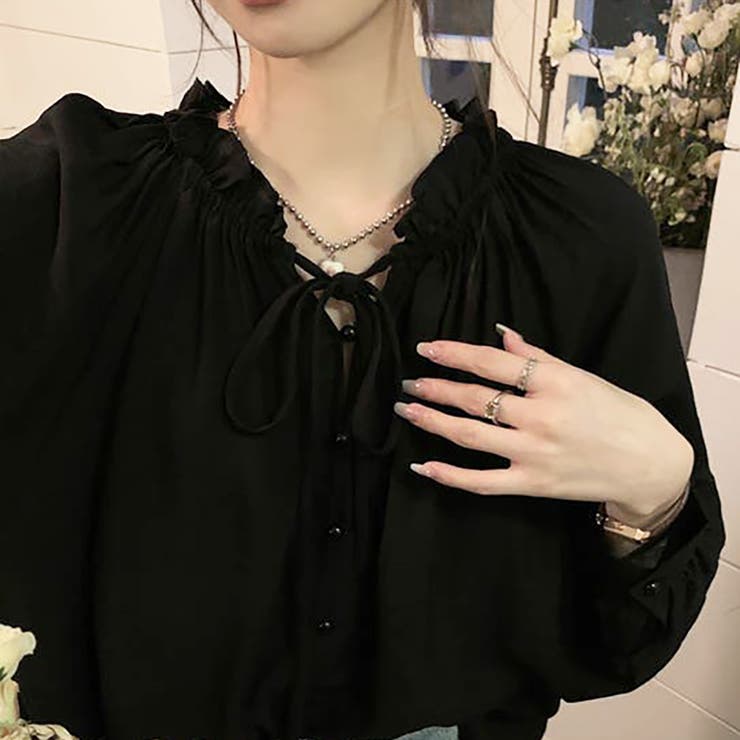 ギャザーネックボリュームスリーブブラウス【韓国ファッション】 | Girly Doll | 詳細画像11 
