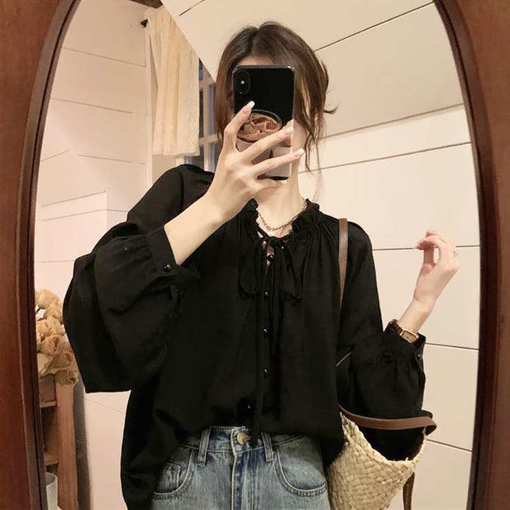 ギャザーネックボリュームスリーブブラウス【韓国ファッション】 | Girly Doll | 詳細画像17 