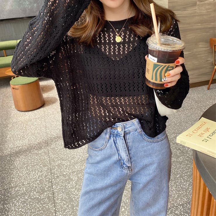 透かし編みニットプルオーバー【韓国ファッション】 | Girly Doll | 詳細画像4 