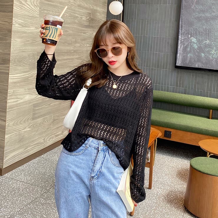 透かし編みニットプルオーバー【韓国ファッション】 | Girly Doll | 詳細画像5 