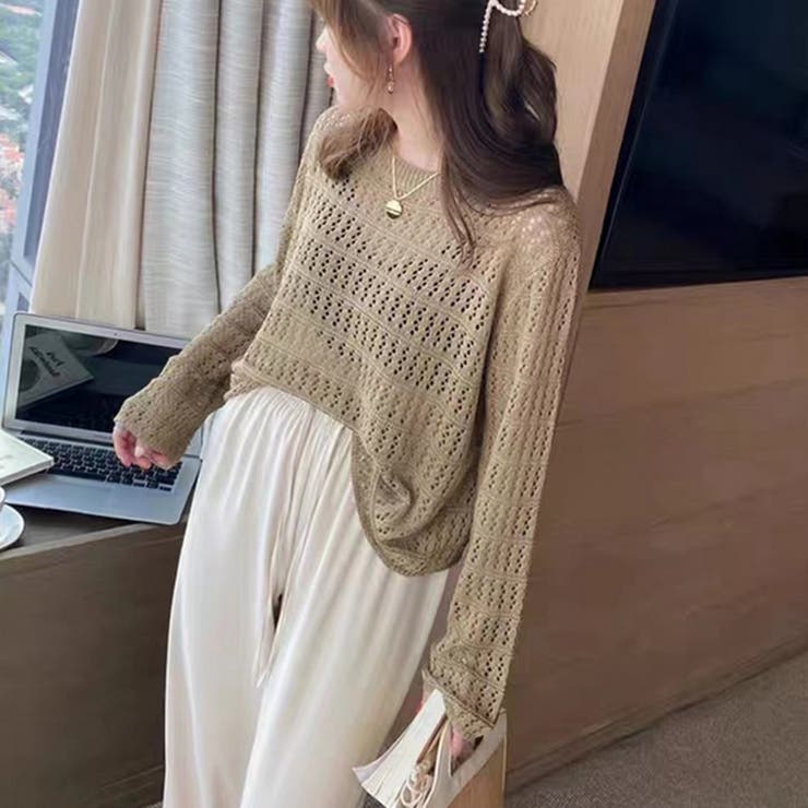 透かし編みニットプルオーバー【韓国ファッション】 | Girly Doll | 詳細画像6 