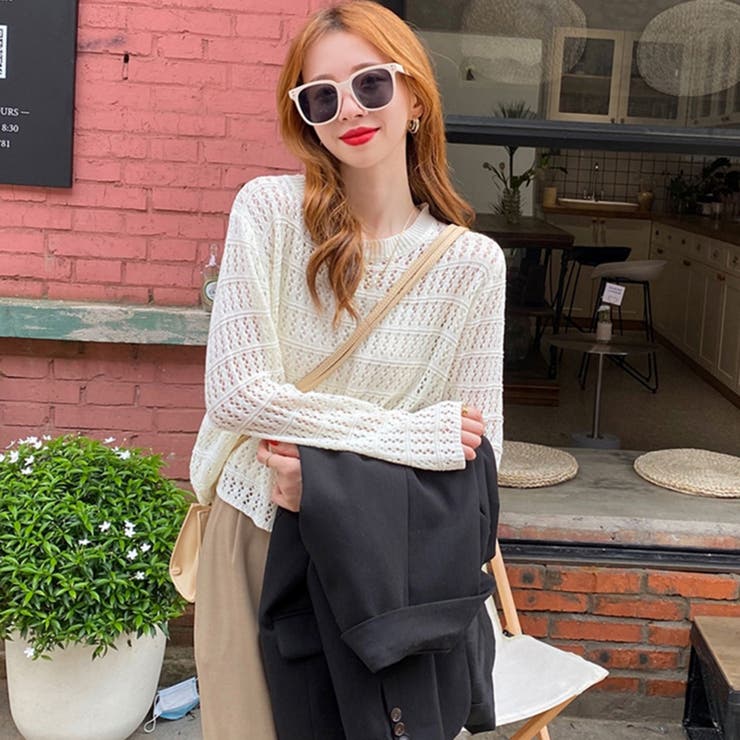透かし編みニットプルオーバー【韓国ファッション】 | Girly Doll | 詳細画像12 