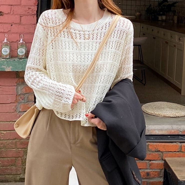 透かし編みニットプルオーバー【韓国ファッション】 | Girly Doll | 詳細画像13 
