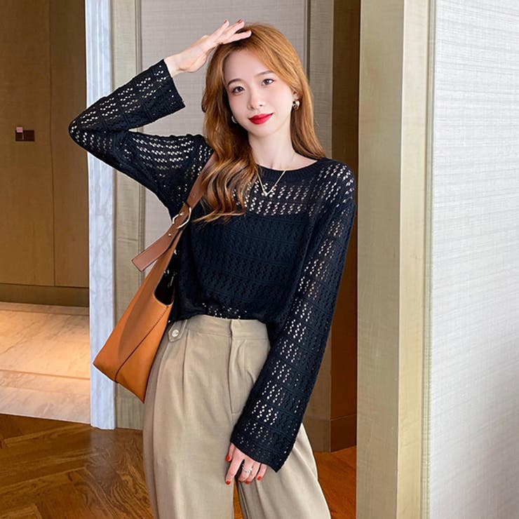 透かし編みニットプルオーバー【韓国ファッション】 | Girly Doll | 詳細画像20 
