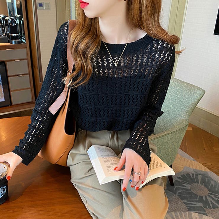 透かし編みニットプルオーバー【韓国ファッション】 | Girly Doll | 詳細画像21 