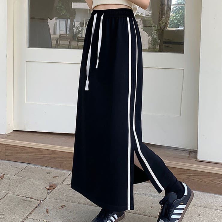 けぇ様❤️10点⭐️A1066⭐️ EGOIST ♥ ラインウエストスウェットスカート サイドライン入りスウェットスカート【韓国ファッション】[品番