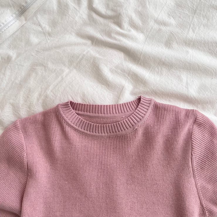 nagonstans◆frill border pullover/ニット・セーター(薄手)/M/コットン/RED/470ga170-1 半袖ニットセーター【韓国ファッション】[品番：ZJ000021838