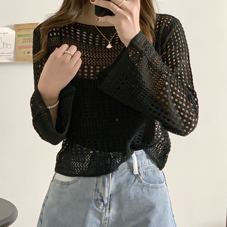 メッシュニットセーター【韓国ファッション】[品番：ZJ000022047