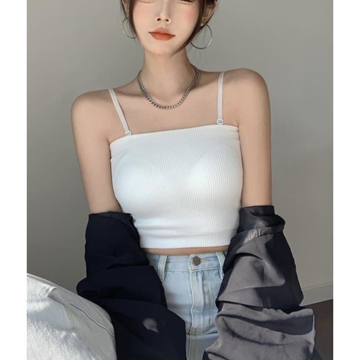 ホワイト | インナーパット付キャミソール【韓国ファッション】 | Girly Doll