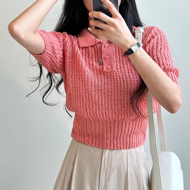 ★CRANK★WOOL LAYERED DRESS_LIGHT PINK★正規品/韓国直送料込 ガーリードール Girly Doll ニットカーディガン【韓国