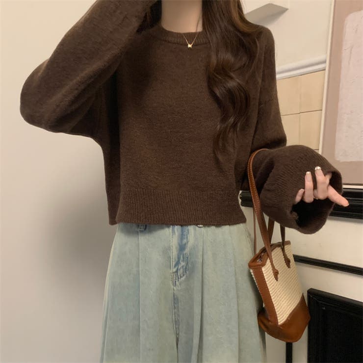 ブラウン | ニットセーター【韓国ファッション】 | Girly Doll