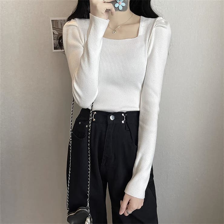 ホワイト | ニット・セーター【韓国ファッション】 | Girly Doll