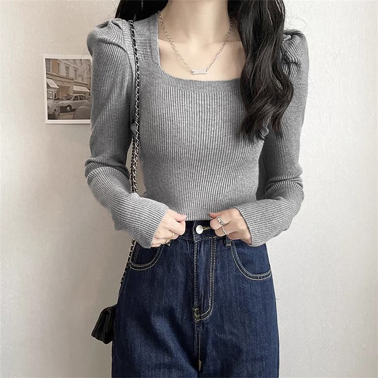 グレー | ニット・セーター【韓国ファッション】 | Girly Doll