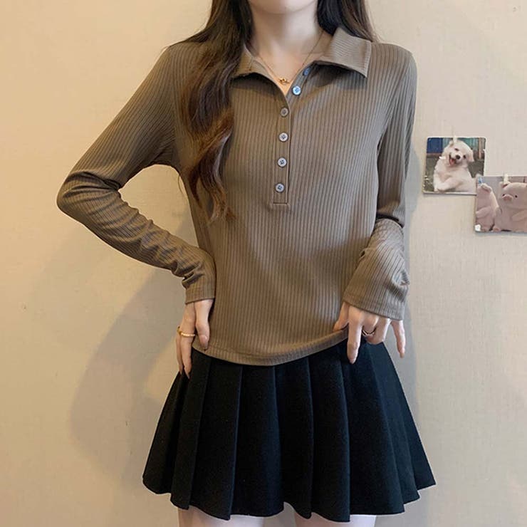 ブラウン | カットソー【韓国ファッション】 | Girly Doll