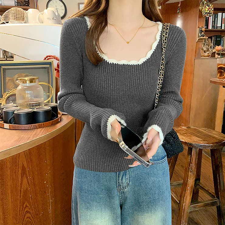 グレー | ニットセーター【韓国ファッション】 | Girly Doll