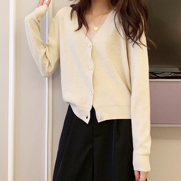 ホワイト | ニットカーディガン【韓国ファッション】 | Girly Doll