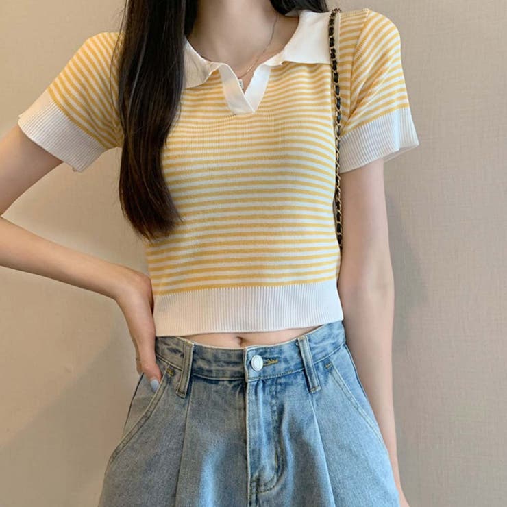 ニット半袖セーター【韓国ファッション】[品番：ZJ000025122