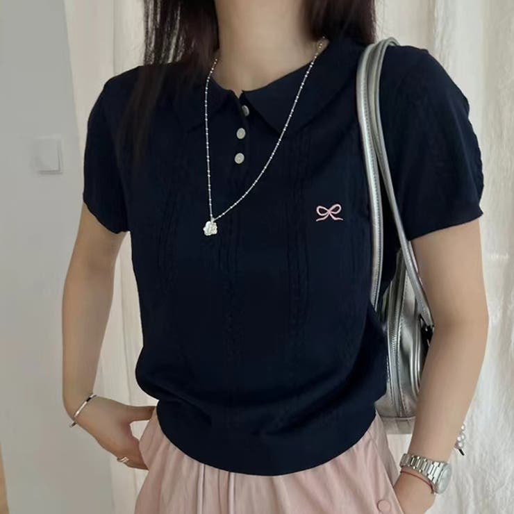 ブラック | ポロニット?セーター【韓国ファッション】 | Girly Doll