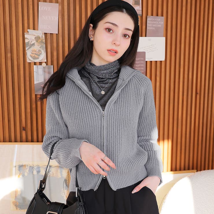 グレー | ニットカーディガン【韓国ファッション】 | Girly Doll