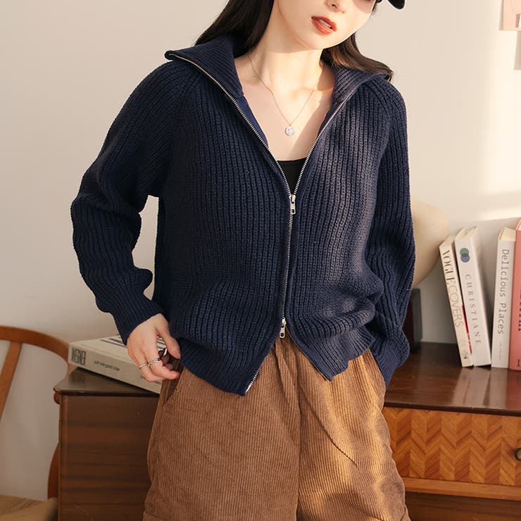 ネイビー | ニットカーディガン【韓国ファッション】 | Girly Doll