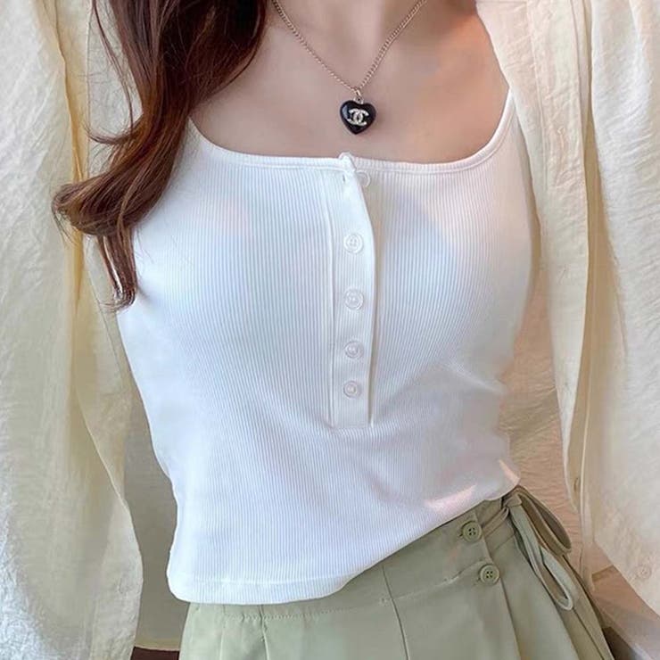 ホワイト | パット付キャミソールブラトップ | Girly Doll