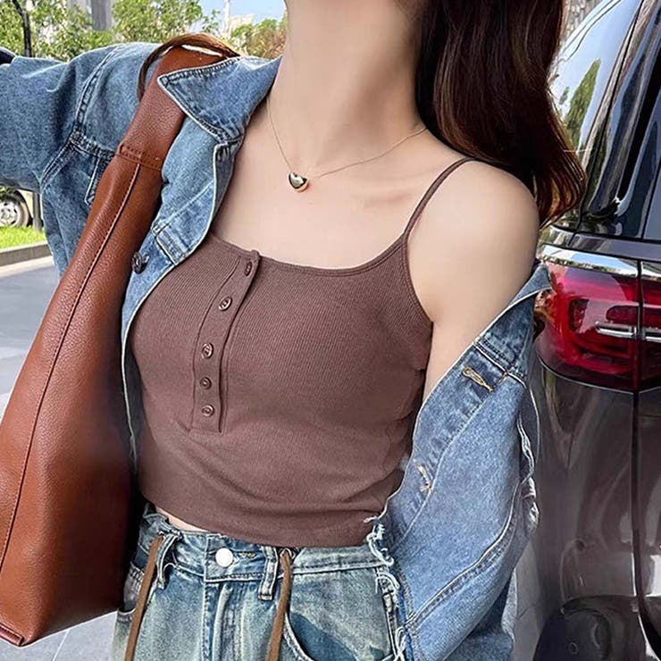 ブラウン | パット付キャミソールブラトップ | Girly Doll