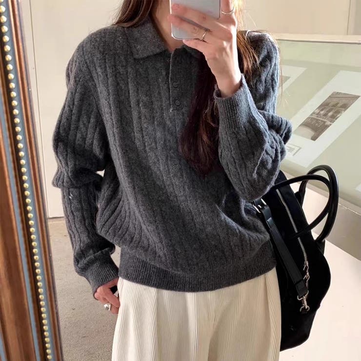 ダークグレー | ニットセーター | Girly Doll