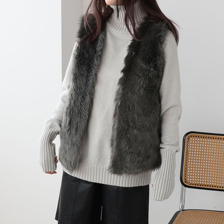 ロングフェイクファーベスト[品番：ZJ000022907]｜Girly Doll