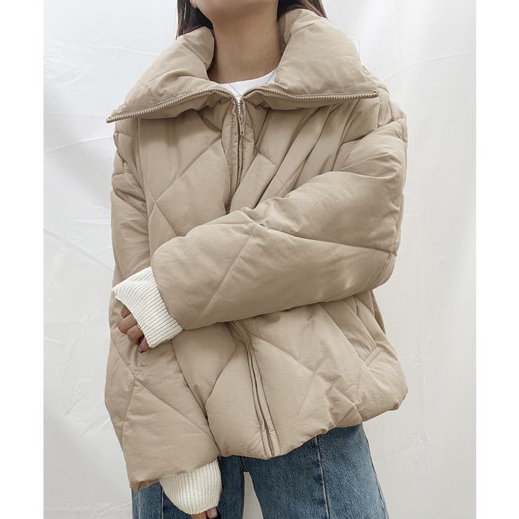 ライトベージュ | ビッグカラーキルティング中綿ブルゾン | Doula Doula