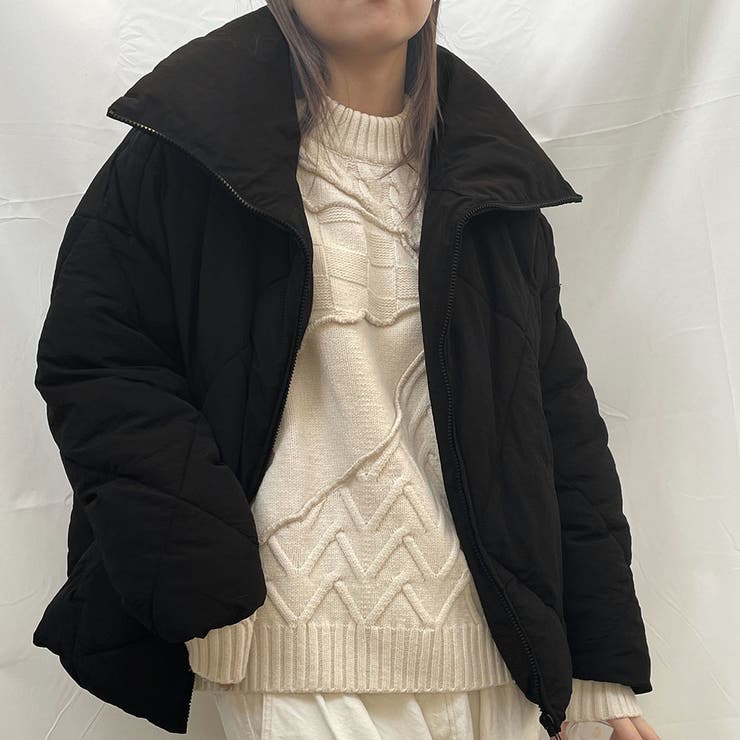 ブラック | ビッグカラーキルティング中綿ブルゾン | Doula Doula