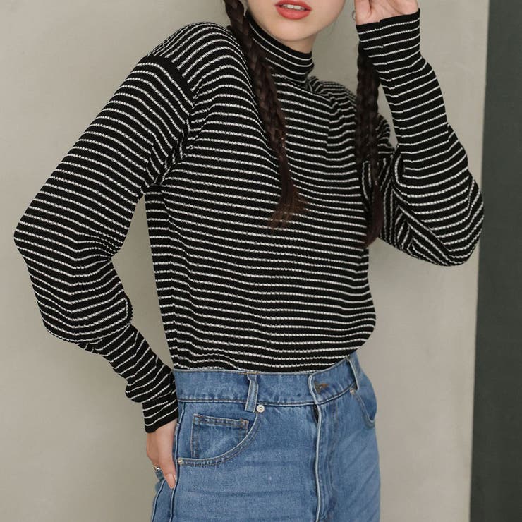 ボーダーハイネックニット | Doula Doula | 詳細画像1 