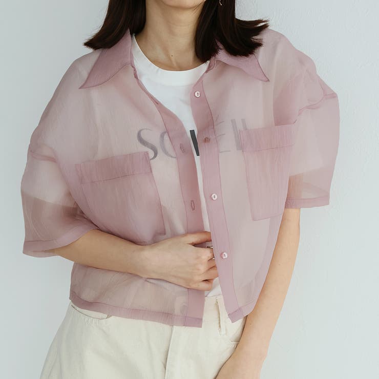 ピンク | オーガンジーWポケットシャツ | Girly Doll