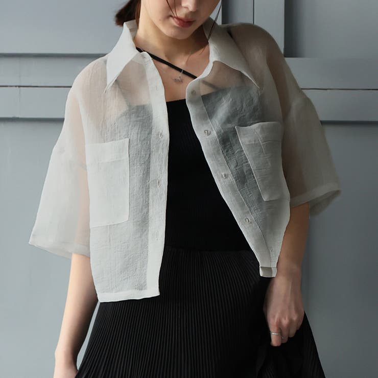 グレー | オーガンジーWポケットシャツ | Girly Doll