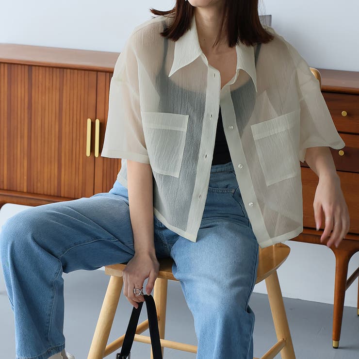 オーガンジーWポケットシャツ | Girly Doll | 詳細画像8 