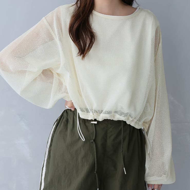メッシュ裾ドロストプルオーバー[品番：ZJ000023961]｜Girly