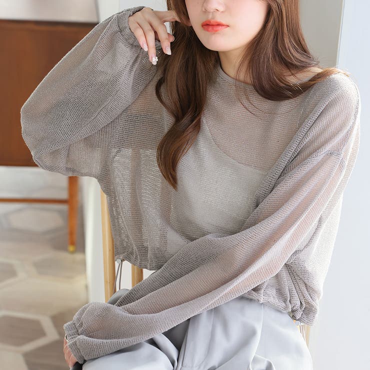 メッシュ裾ドロストプルオーバー[品番：ZJ000023961]｜Girly
