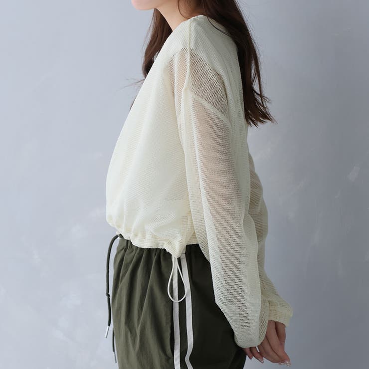 メッシュ裾ドロストプルオーバー[品番：ZJ000023961]｜Girly